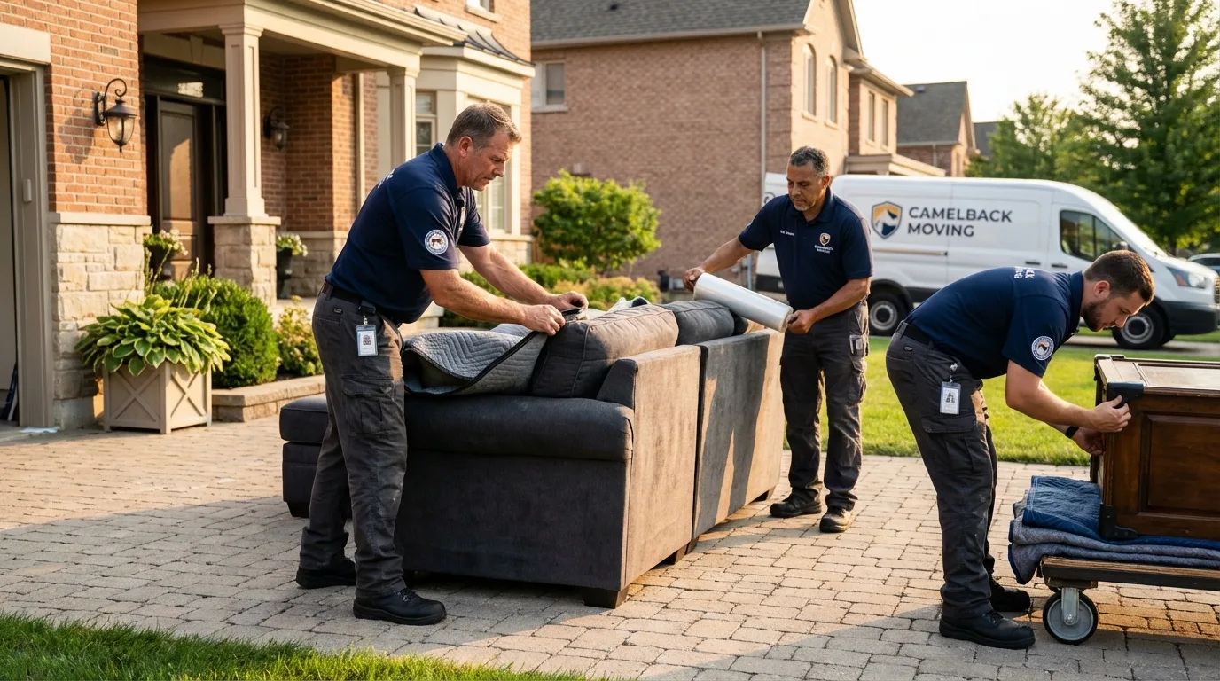 Large estate moving crew wrapping furniture in Boswell, PA